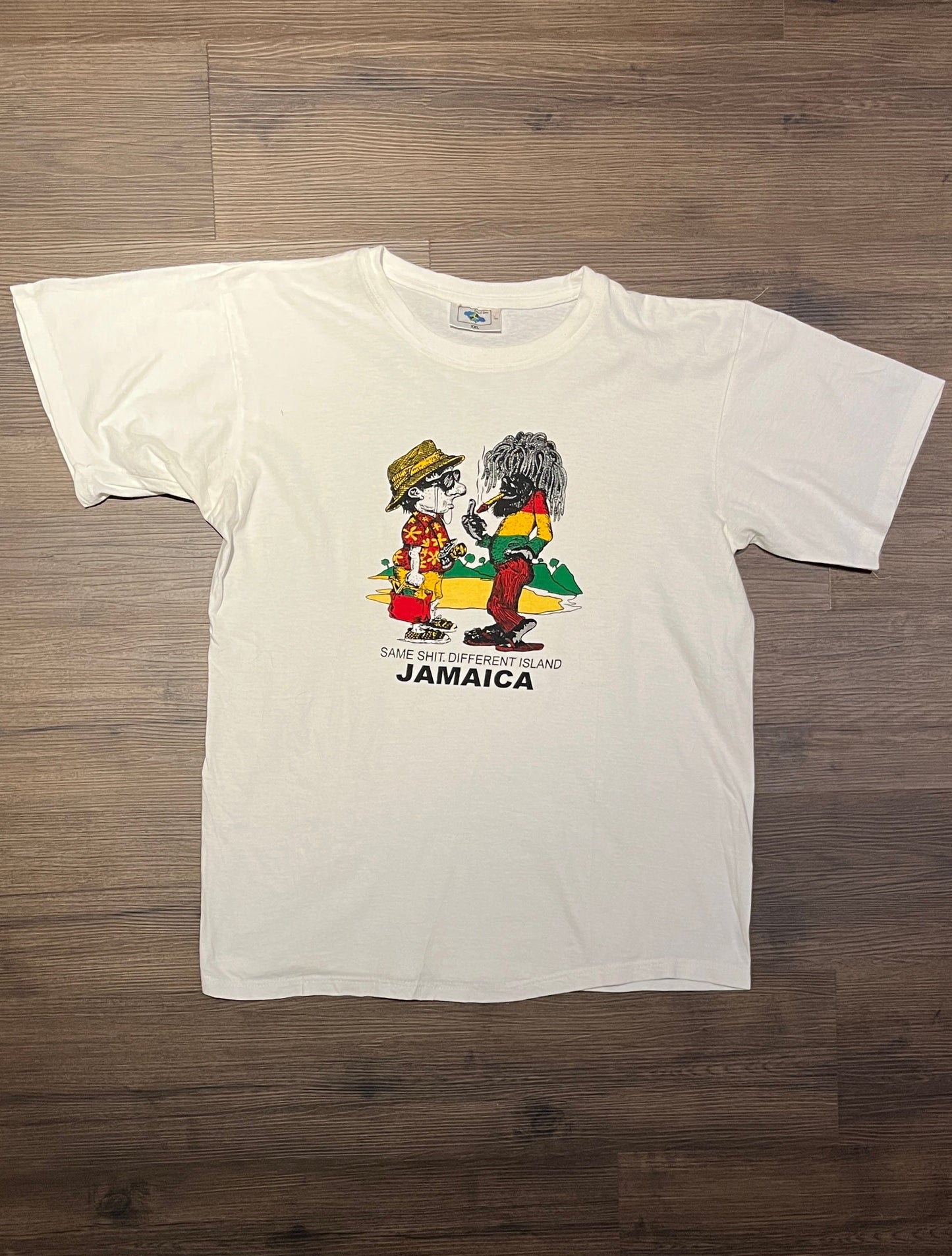 Jamaica Same Sh**. Different Island. Graphic Tee | Size XX-Large | Vintage 2000s Tourist Promotional White T-Shirt | Free Shipping to USA |