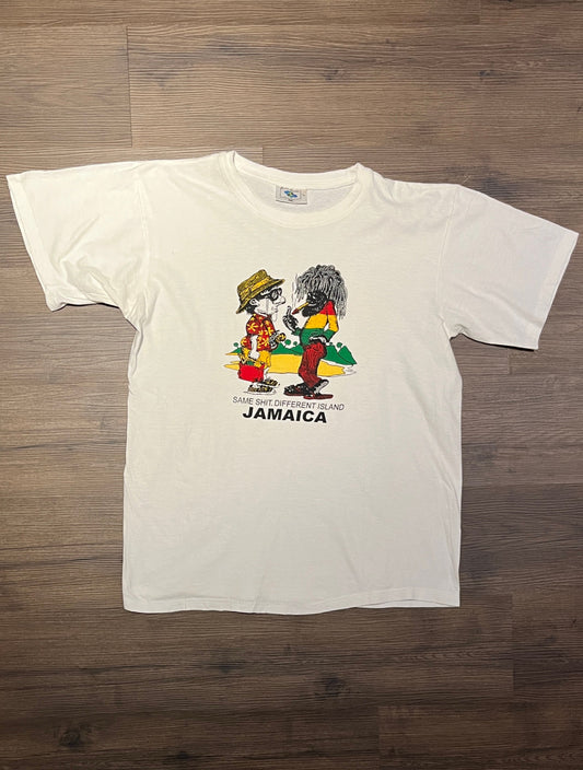 Jamaica Same Sh**. Different Island. Graphic Tee | Size XX-Large | Vintage 2000s Tourist Promotional White T-Shirt | Free Shipping to USA |