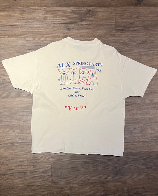 YMCA Spring Party 1995 Graphic Tee | Size Large | Vintage 1990s Promotional White T-Shirt | Free Shipping to USA |