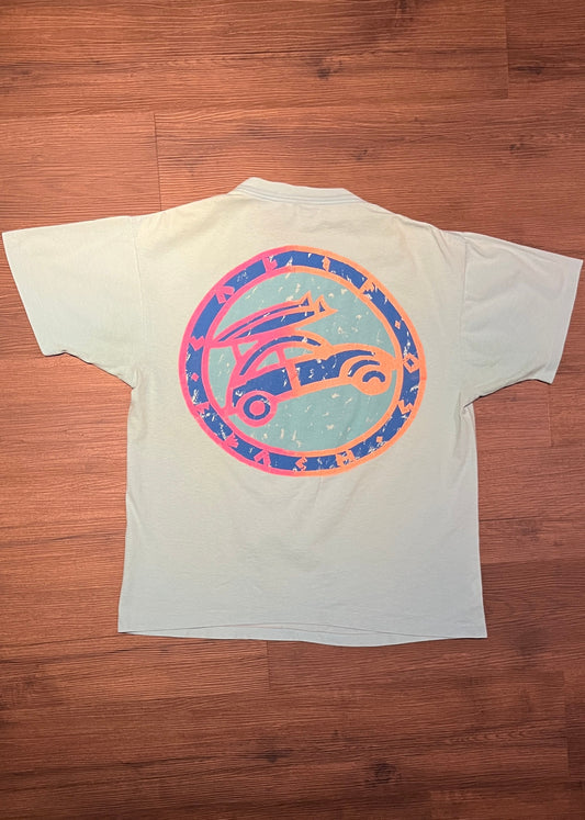 California Beach Co. Graphic Tee | Size X-Large | Vintage 1990s Single Stitch Tourist Blue T-Shirt | Made in USA | Free Shipping to USA|