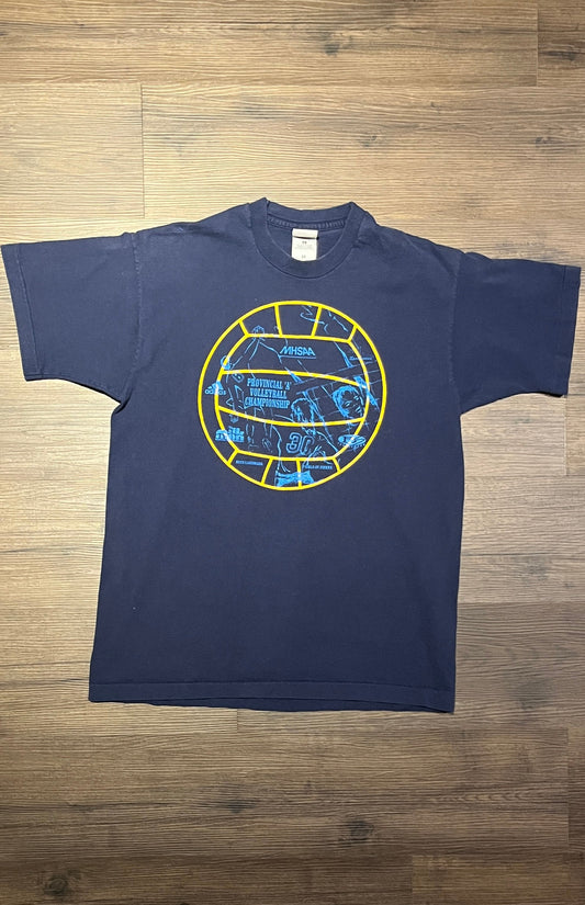 MHSAA Provincial A Volleyball Championship Graphic Tee | Size Large | Vintage 1990s Blue Single Stitch T-Shirt | Free Shipping to USA |