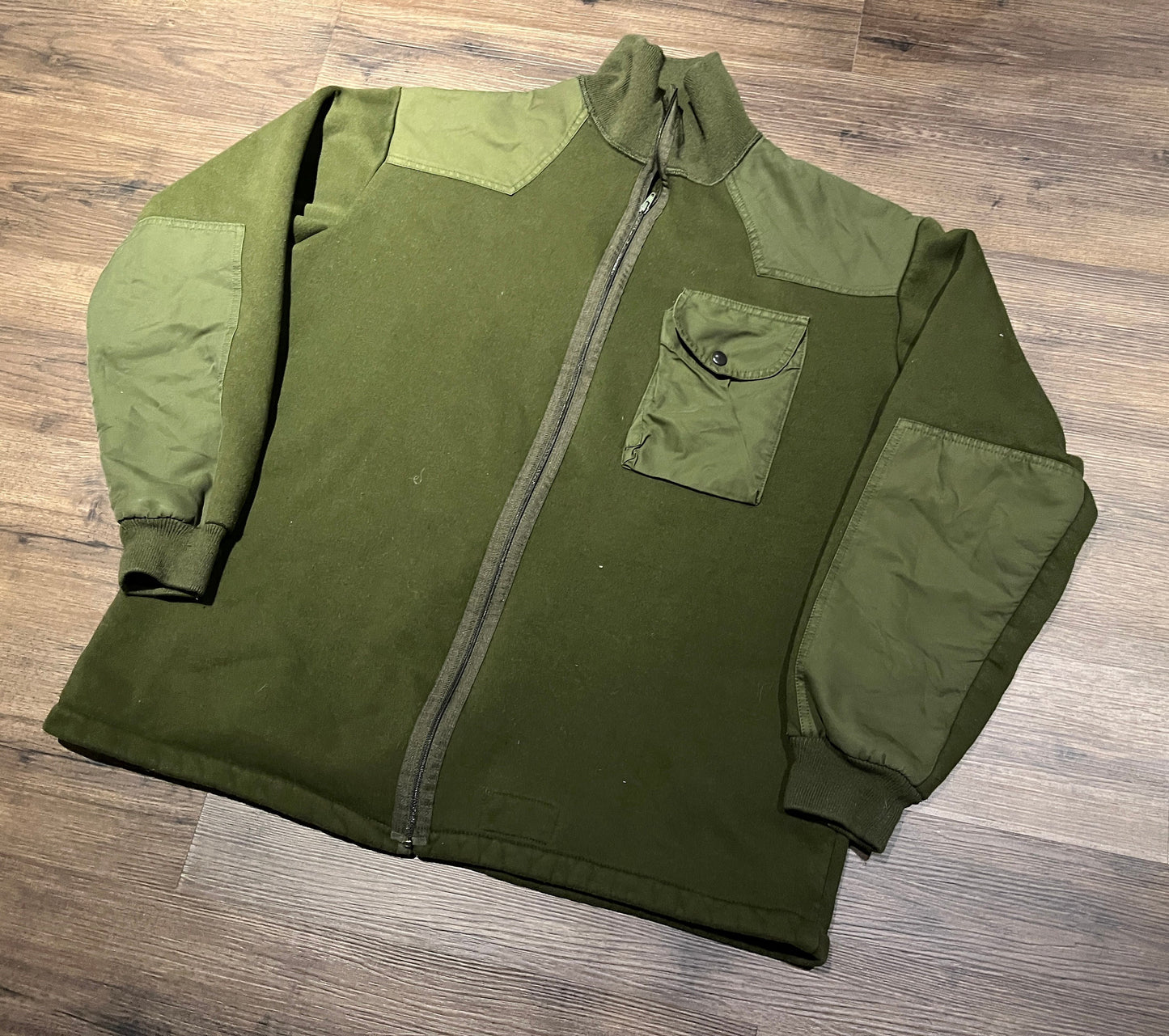 7644 Combat Blank Green Zip Up Sweater | Size X-Large | Vintage 2000s Plain Blank Combat Dark Green Sweater | Free Shipping to USA |