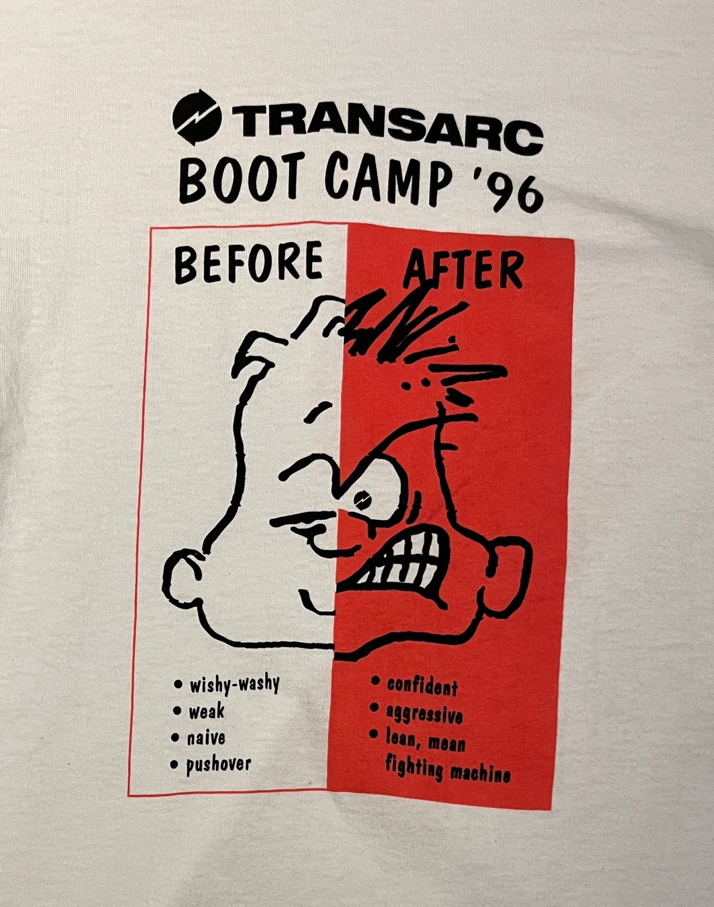 Transarc Boot Camp 1996 Graphic Tee | Size X-Large | Vintage 1990s Promotional White T-Shirt | Made in USA | Free Shipping to USA|