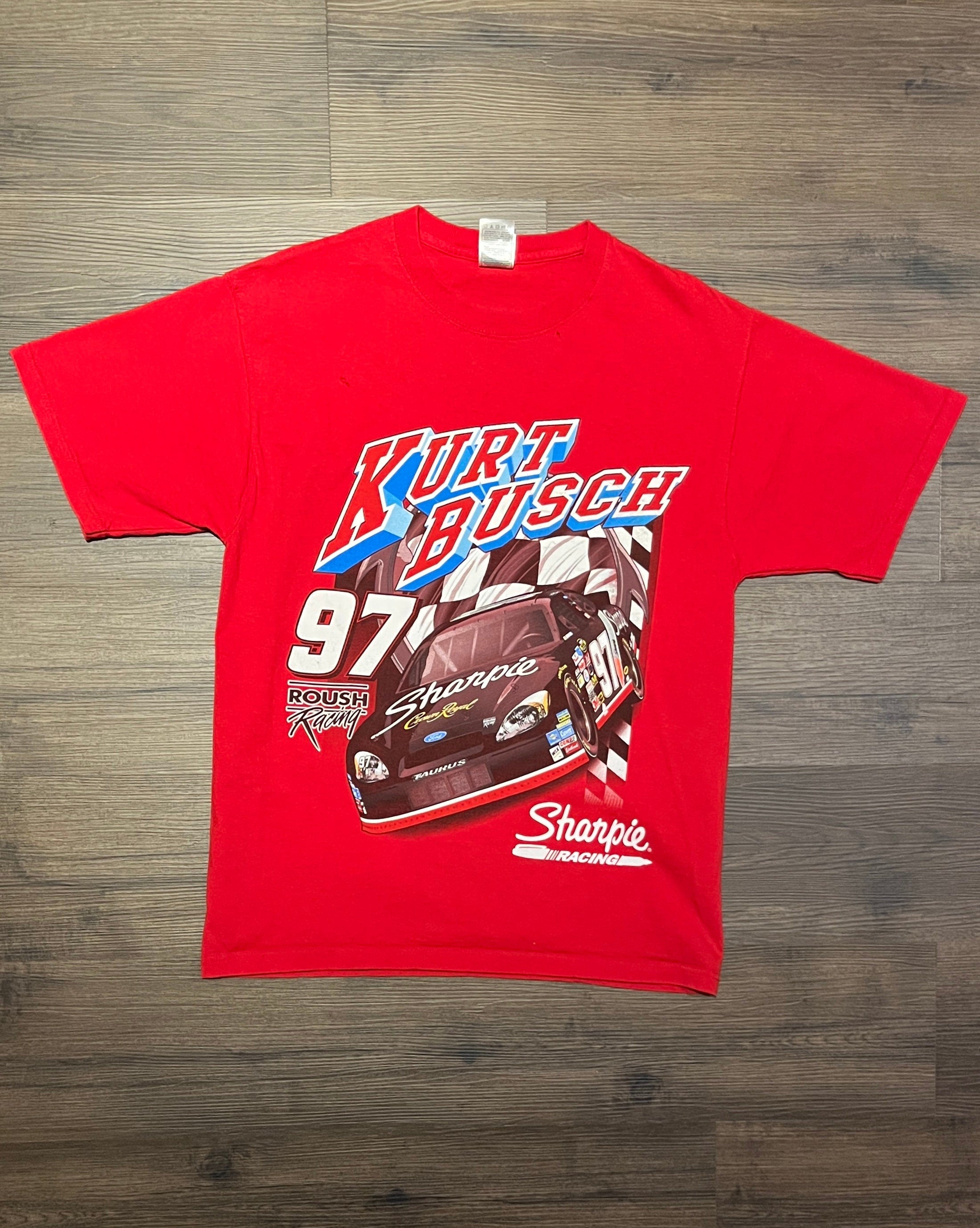 Kurt Busch Roush Racing NASCAR Graphic Tee | Size Large | Vintage