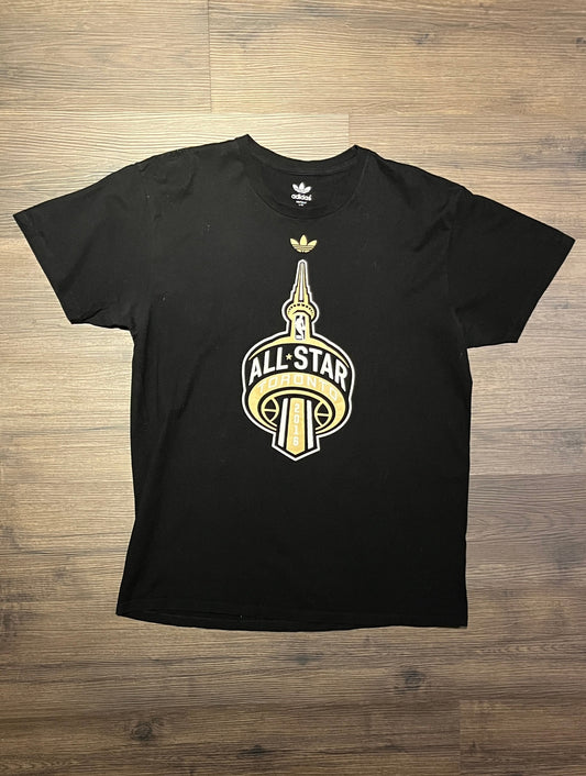 NBA All-Star Game Toronto Graphic Tee | Size Large | Modern 2000s NBA Basketball Black T-Shirt | Free Shipping to USA |