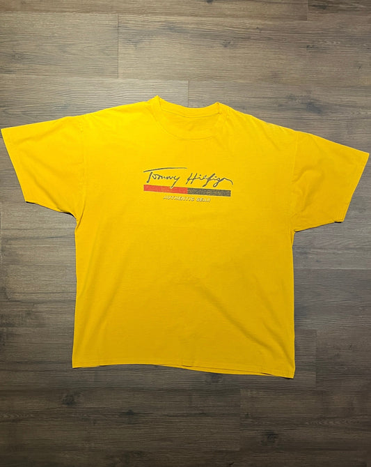 Tommy Hilfiger Authentic Gear Graphic Tee | Size XX-Large | Vintage 2000s Branded Streetwear Yellow T-Shirt | Free Shipping to USA |