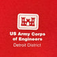 United States Army Corps of Engineers Detroit District Graphic Tee | Size Large | Vintage 1990s Military Red T-Shirt | Free Shipping to USA|