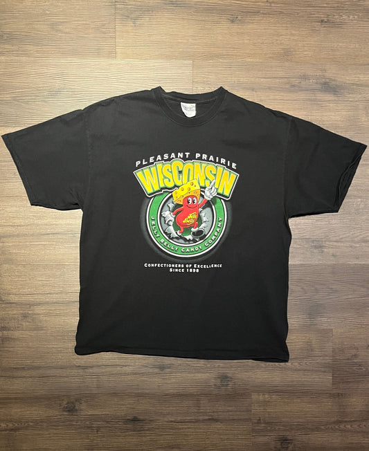 Wisconsin Jelly Belly Candy Company Graphic Tee | Size X-Large | Vintage 2000s Promotional Tourist Black T-Shirt | Free Shipping to USA |