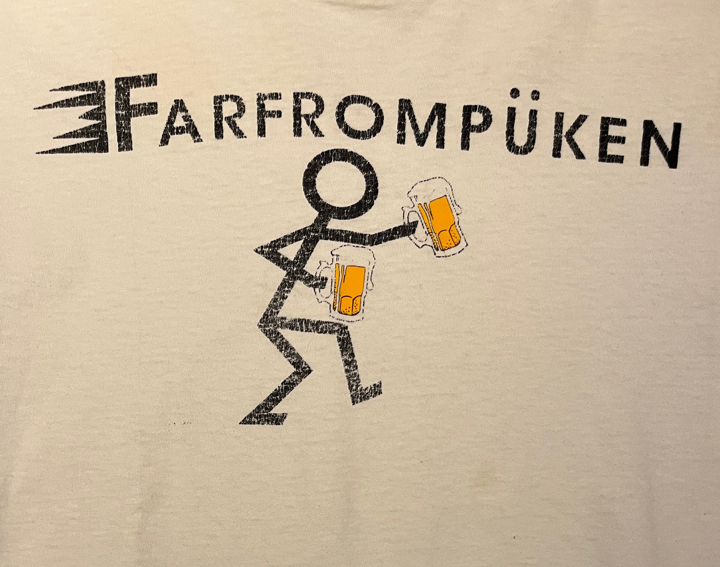 Farfrompüken Funny Alcohol Graphic Tee | Size Large | Vintage 1990s Single Stitch White T-Shirt | Funny Graphic | Free Shipping to USA |