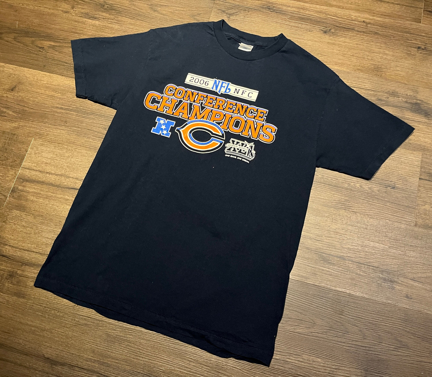 Chicago Bears 2006 Conference Champions Graphic Tee | Size Large | Vintage 2000s NFL Football Blue T-Shirt | Free Shipping to USA |