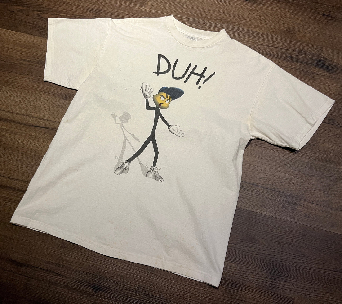 Duh Cartoon Attitude Sarcasm Graphic Tee | Size Large | Vintage 1990s Funny Cartoon White T-Shirt | Free Shipping to USA |