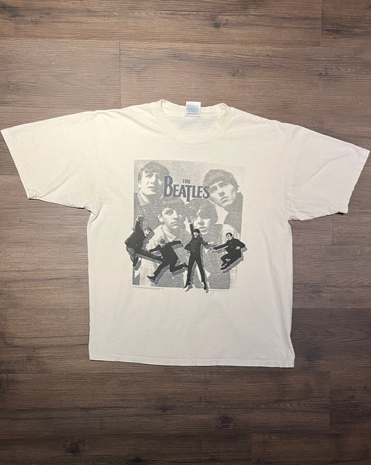 The Beatles Jumping Pose Graphic Tee | Size X-Large | Vintage 1990s Rock Band Music White T-Shirt | Free Shipping to USA |