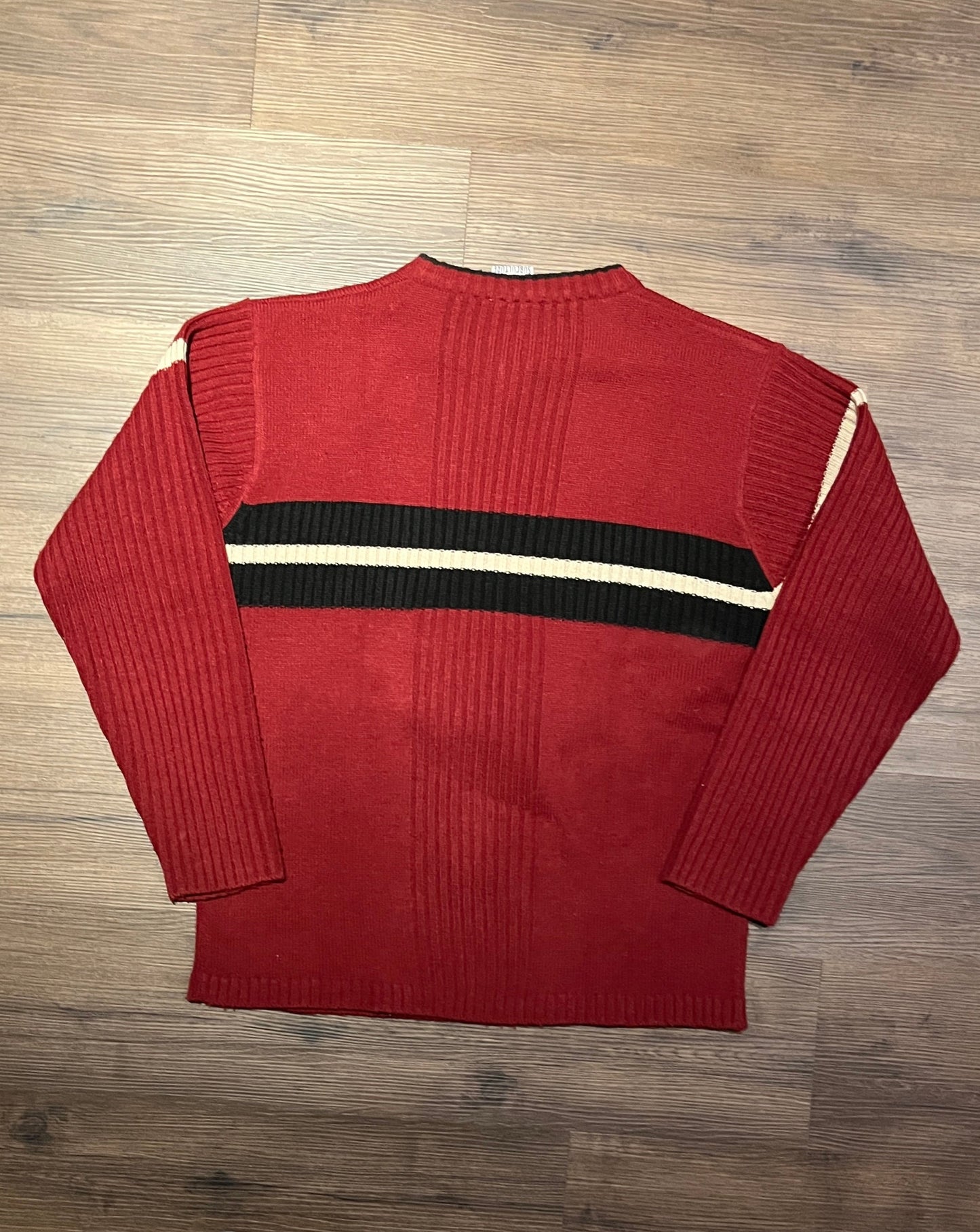 Subculture Striped Knit Sweater | Size Large | Vintage 2000s Red & Blue Pattern Knitwear Sweatshirt | Free Shipping to USA |