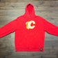 Calgary Flames Stitched Logo Graphic Hoodie | Size X-Large | Vintage 2000s NHL Hockey Red Sweatshirt | Free Shipping to USA |