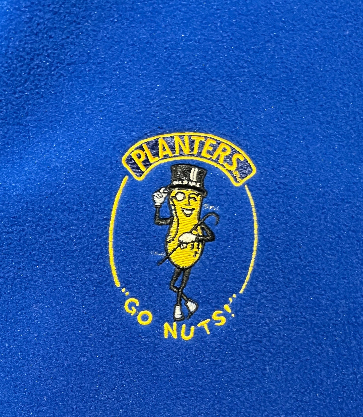 Planters Peanuts Go Nuts! Embroidered Graphic Fleece Vest Jacket | Size X-Large | Vintage 2000s Blue Vest Coat | Free Shipping to USA |