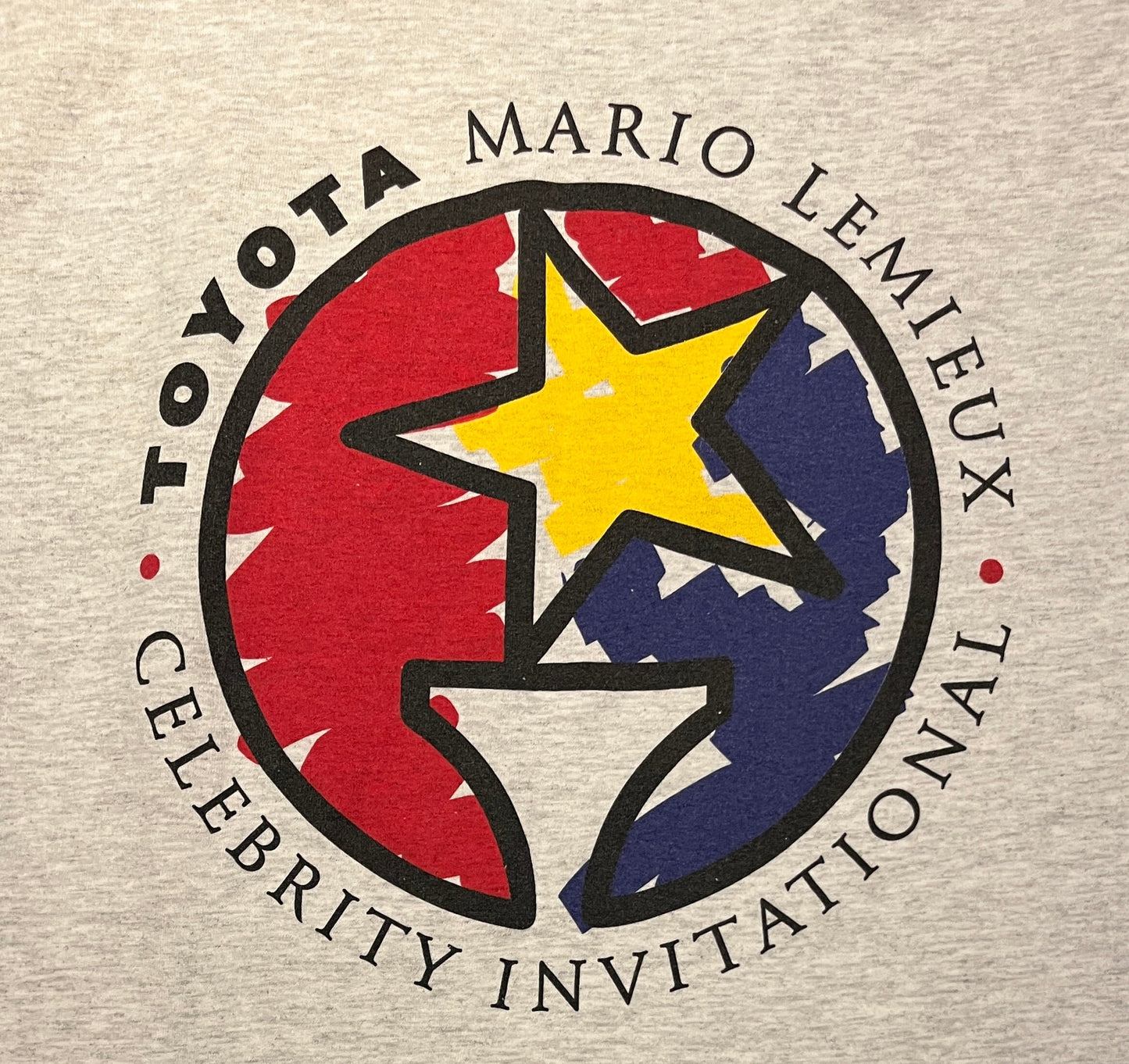 Toyota Mario Lemieux Celebrity Invitational Graphic Tee | Size Large | Vintage 1990s Promotional Grey T-Shirt | Free Shipping To USA |