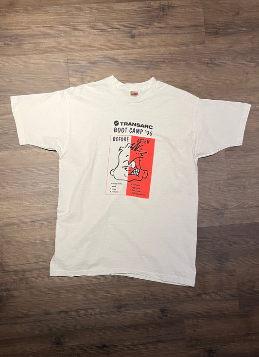 Transarc Boot Camp 1996 Graphic Tee | Size X-Large | Vintage 1990s Promotional White T-Shirt | Made in USA | Free Shipping to USA|