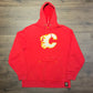 Calgary Flames Stitched Logo Graphic Hoodie | Size X-Large | Vintage 2000s NHL Hockey Red Sweatshirt | Free Shipping to USA |