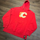 Calgary Flames Stitched Logo Graphic Hoodie | Size X-Large | Vintage 2000s NHL Hockey Red Sweatshirt | Free Shipping to USA |