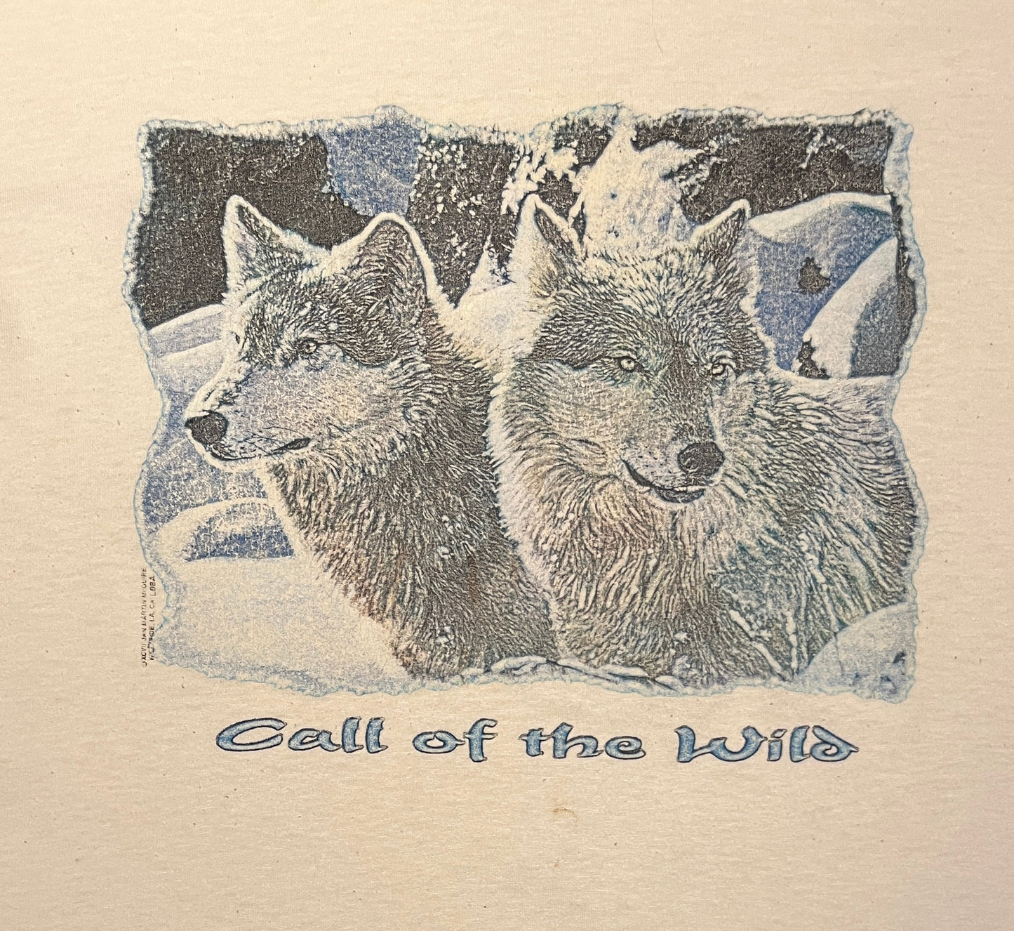 Call Of The Wild Wolfpack Graphic Tee | Size Large | Vintage 1990s Scenic Wolf Animal White T-Shirt | Free Shipping to USA |