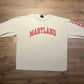 Maryland Terrapins Spell Out Graphic Tee | Size X-Large | Vintage 1990s College Basketball Grey Long Sleeve T-Shirt | Free Shipping to USA |