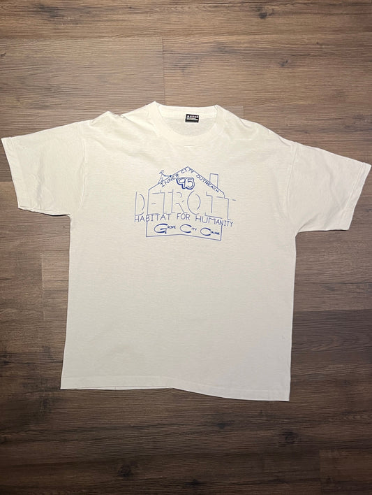 Grove City College Habitat For Humanity Graphic Tee | Size X-Large | Vintage 1990s Single Stitch White T-Shirt | Free Shipping to USA |