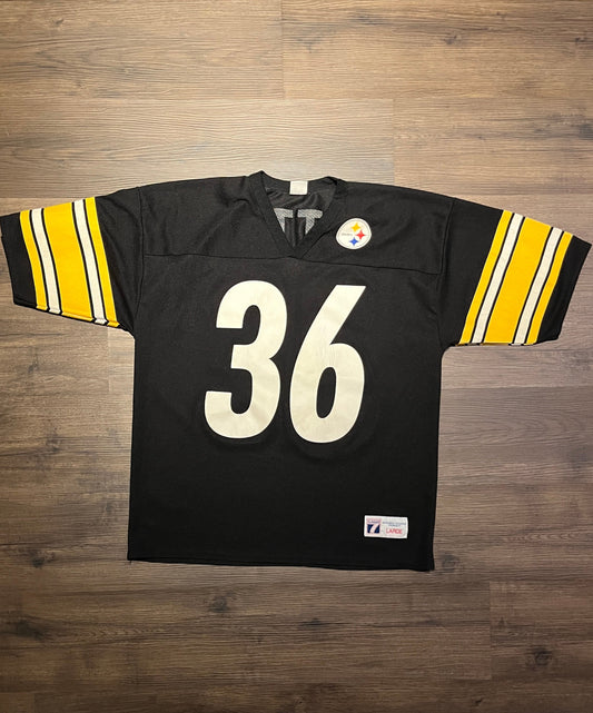 Pittsburgh Steelers Jerome Bettis Football Jersey | Size Large | Vintage 1990s Black NFL Football Jersey | Logo 7 | Free Shipping to USA |