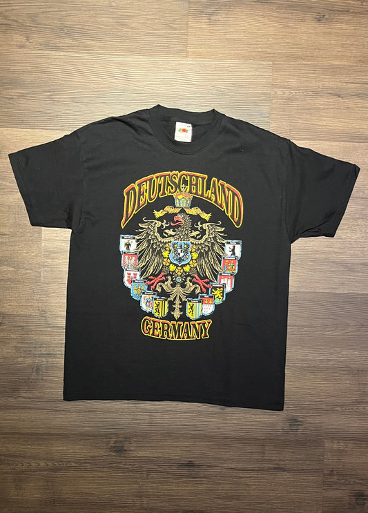 Deutschland Germany Graphic Tee | Size Large | Vintage 2000s Promotional Tourist Black T-Shirt | Free Shipping to USA |