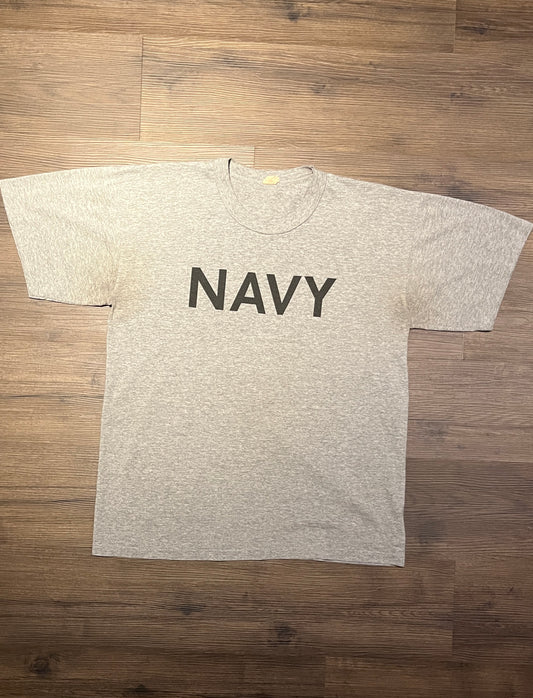 United States Naval Academy Graphic Tee | Size Large | Vintage 1990s Single Stitch College Grey T-Shirt | Made in USA |Free Shipping to USA|