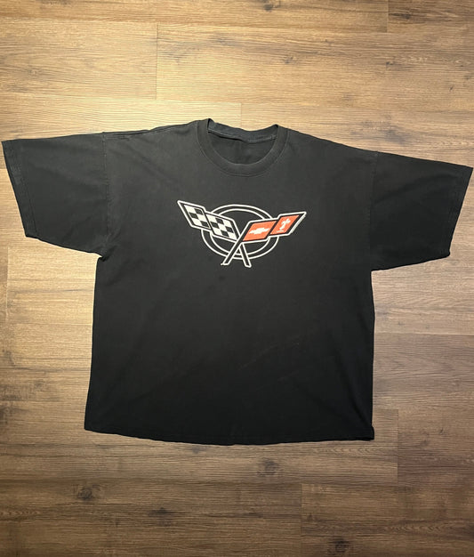 Corvette Big Logo Graphic Tee | Size XX-Large | Vintage 2000s Racing Luxury Car Black T-Shirt | Free Shipping to USA |