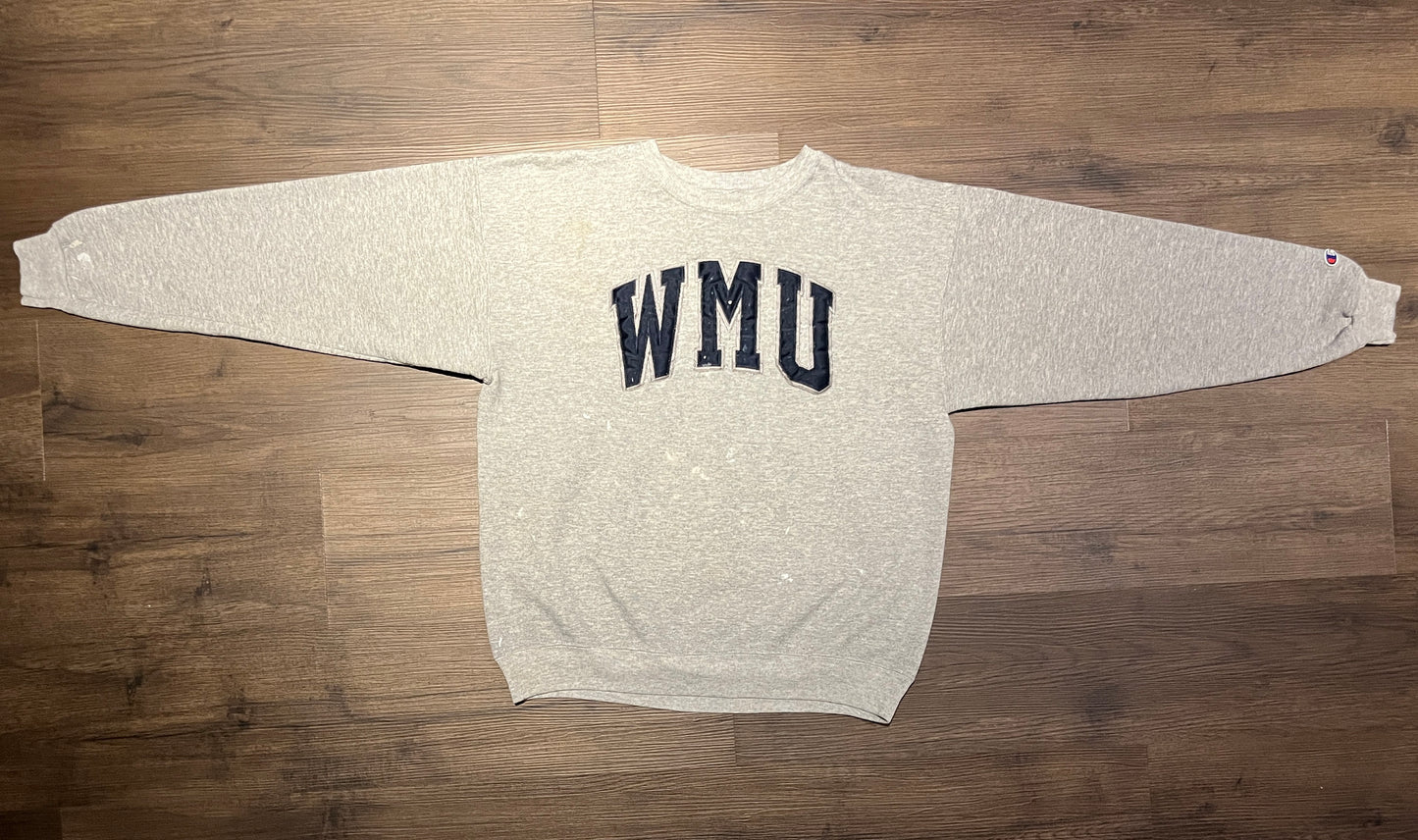 Western Michigan University Broncos Stitched Graphic Crewneck | Size Medium | Vintage 2000s College Grey Sweater | Free Shipping to USA |