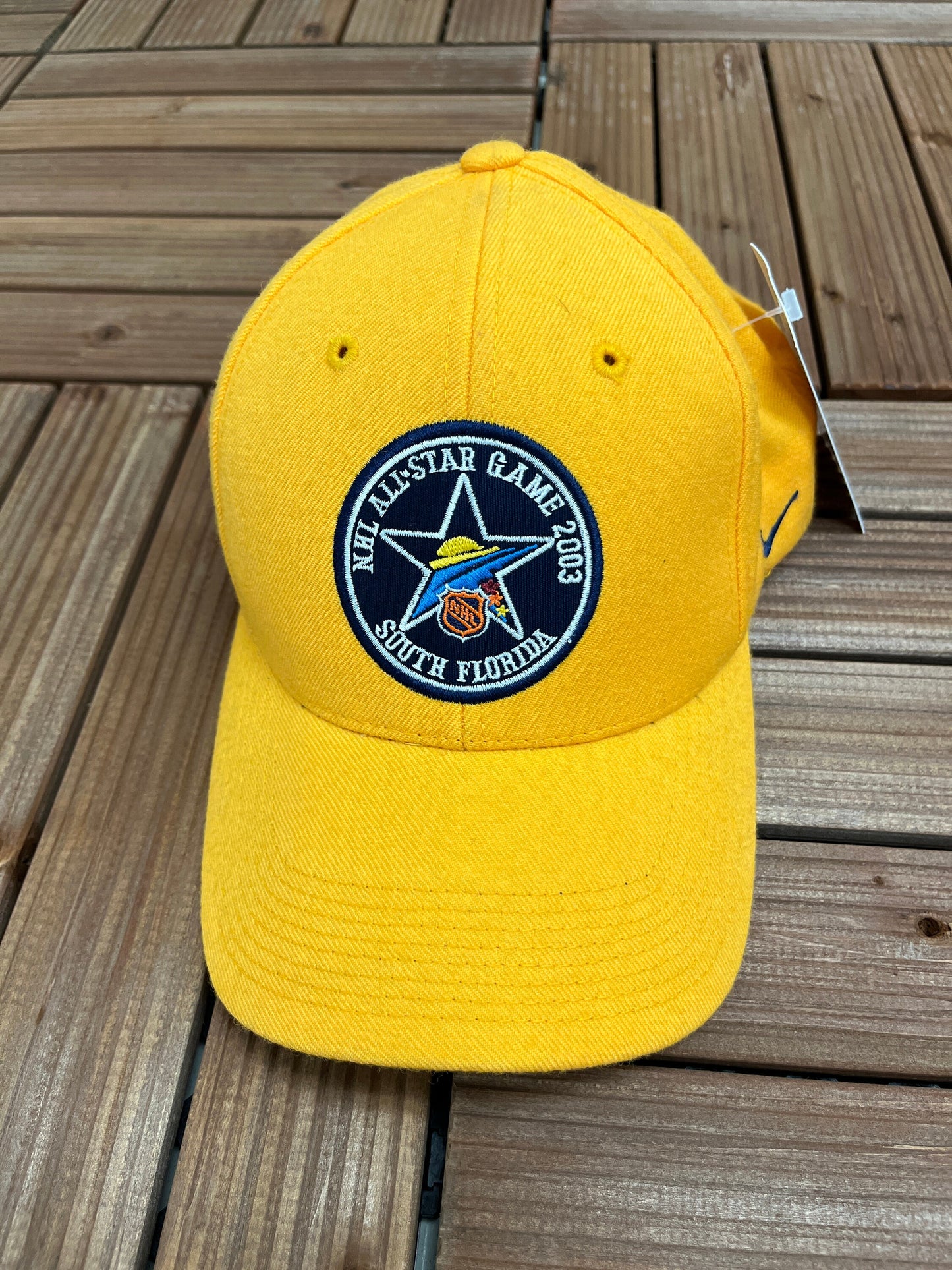 NHL All-Star Game 2003 South Florida Graphic Hat | Adjustable Strap Back | Vintage 2000s NHL Hockey Yellow Cap | Free Shipping to USA |