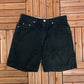 Levi's Black Denim Jean Shorts | Size 32 | Vintage 2000s Branded Levi's Strauss Denim Black Shorts | Made in Canada |