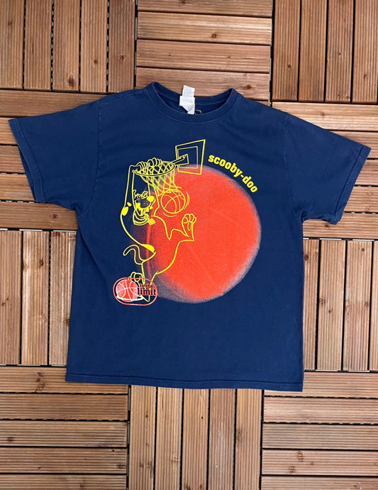 Scooby Doo Basketball Graphic Tee | Size X-Large | Vintage 2000s Promotional Cartoon Television Blue T-Shirt | Free Shipping to USA |