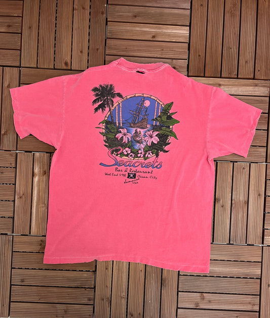 Seacrets Bar & Restaurant Graphic Tee | Size XX-Large | Vintage 1990s Single Stitch Bar Promotional T-Shirt | Free Shipping to USA |