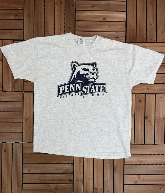 Penn State Nittany Lions Graphic Tee | Size X-Large | Vintage 1990s College Football Grey T-Shirt | Made in USA | Free Shipping to USA |