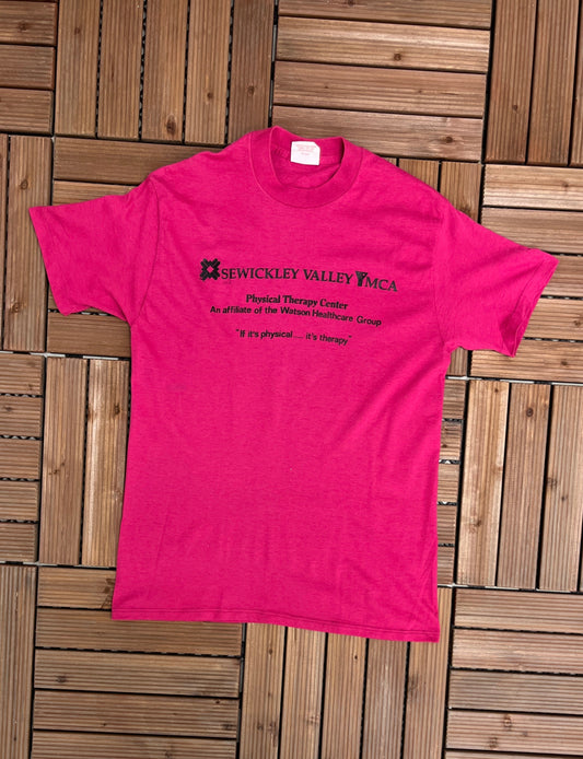 Sewickley Valley YMCA Physical Therapy Center Graphic Tee | Size X-Large | Vintage 1990s Made in USA Pink T-Shirt | Free Shipping to USA |