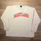 Maryland Terrapins Spell Out Graphic Tee | Size X-Large | Vintage 1990s College Basketball Grey Long Sleeve T-Shirt | Free Shipping to USA |