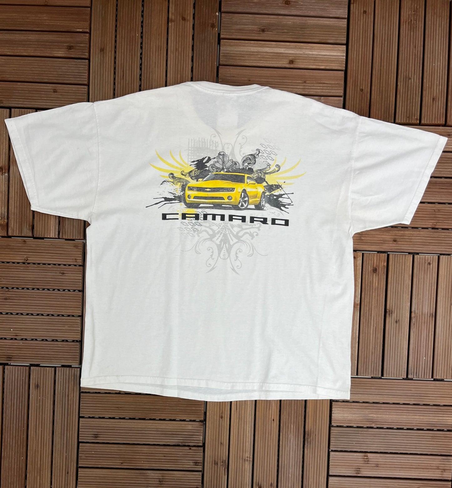 Chevrolet Camaro Graphic Tee | Size XX-Large | Vintage 2000s Luxury Car Promotional Chevy White T-Shirt | Free Shipping to USA |