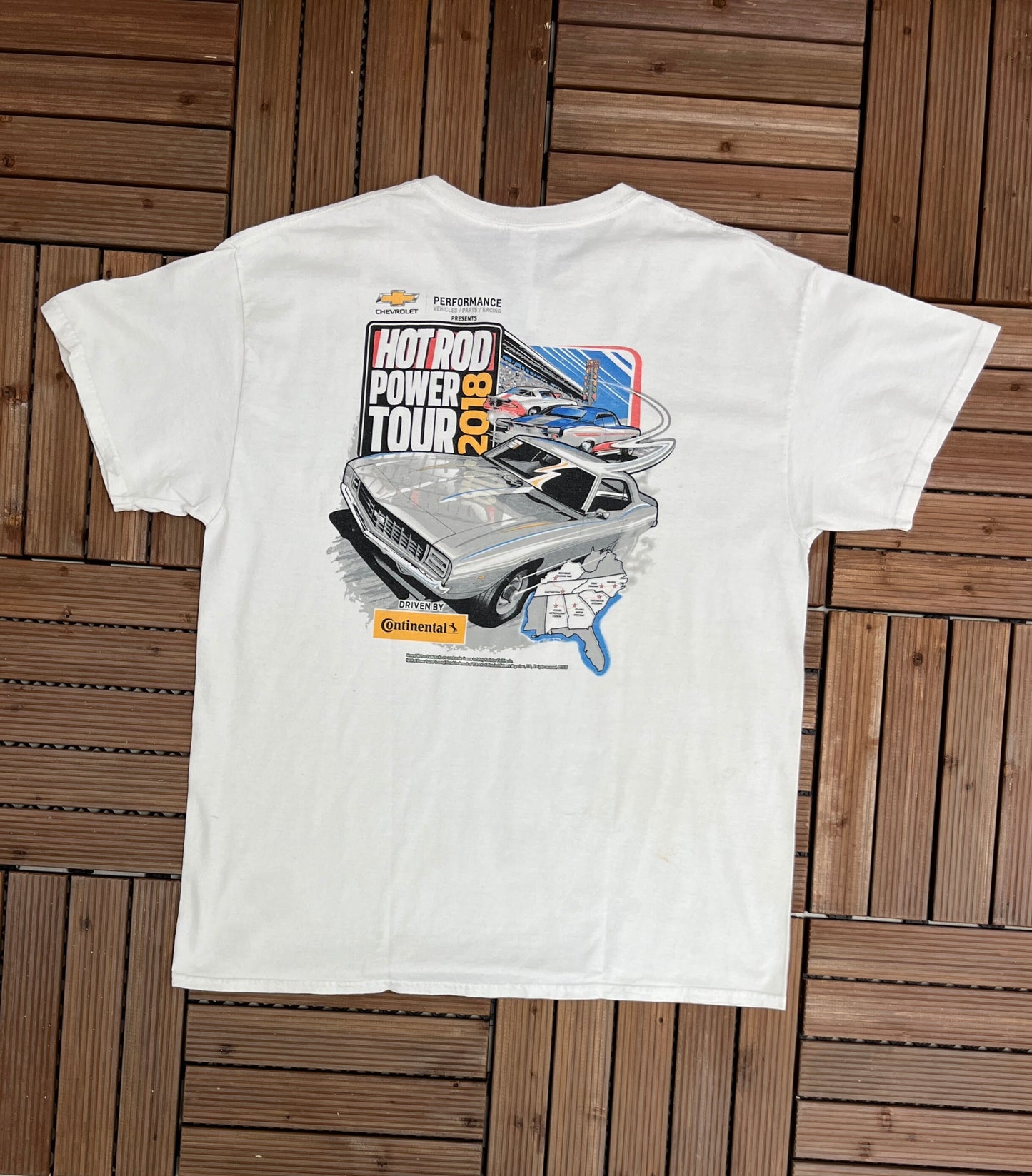 Hot Rod Power Tour 2018 Racing Graphic Tee | Size X-Large | Vintage 2000s Drag Racing White T-Shirt | Free Shipping to USA |