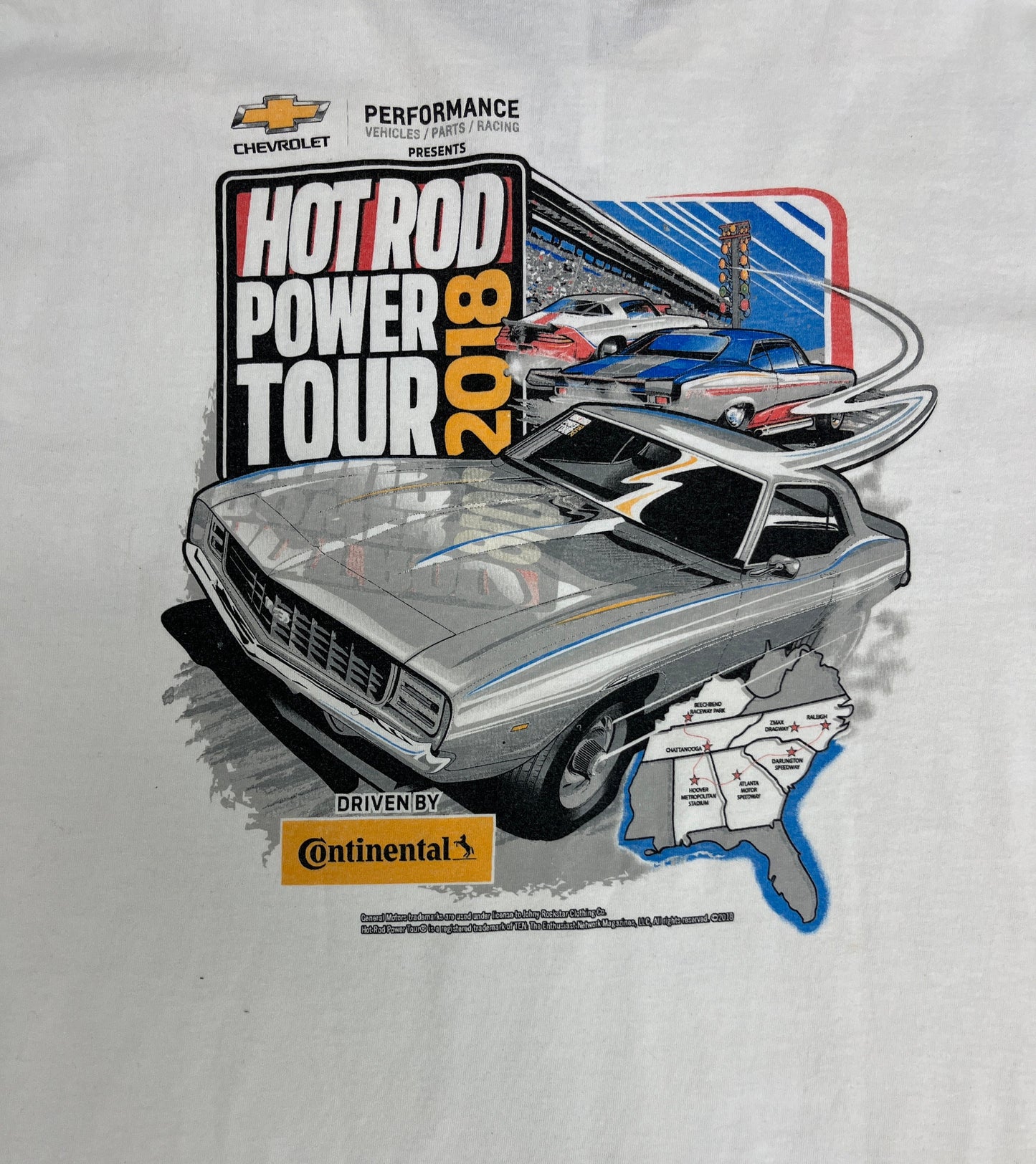 Hot Rod Power Tour 2018 Racing Graphic Tee | Size X-Large | Vintage 2000s Drag Racing White T-Shirt | Free Shipping to USA |