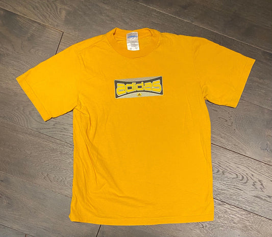 Adidas Spell Out Graphic Tee | Size Youth X-Large | Vintage 1990s Retro Adidas Yellow T-Shirt | Made in Canada | Free Shipping to USA |