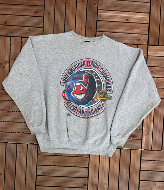 MLB Baseball Team American League Champions Graphic Crewneck | Size X-Large | Vintage 1990s MLB Baseball Grey Sweater |Free Shipping to USA|