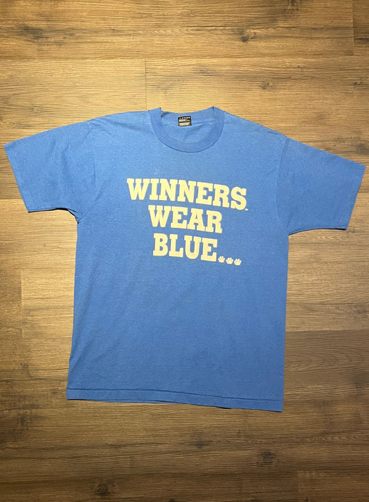 Winners Wear Blue, I'm A Winner Graphic Tee | Size X-Large | Vintage 1990s High School Sports Blue T-Shirt | Free Shipping to USA|