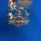 Harley Davidson Jamestown, New York Graphic Tee | Size Large | Vintage 2000s Biker Motorcycle Blue T-Shirt | Free Shipping to USA |