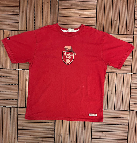 Canadian Pacific Railway Graphic Tee | Size XX-Large | Vintage 2000s Red Promotional Red T-Shirt | Made in Canada | Free Shipping to USA |