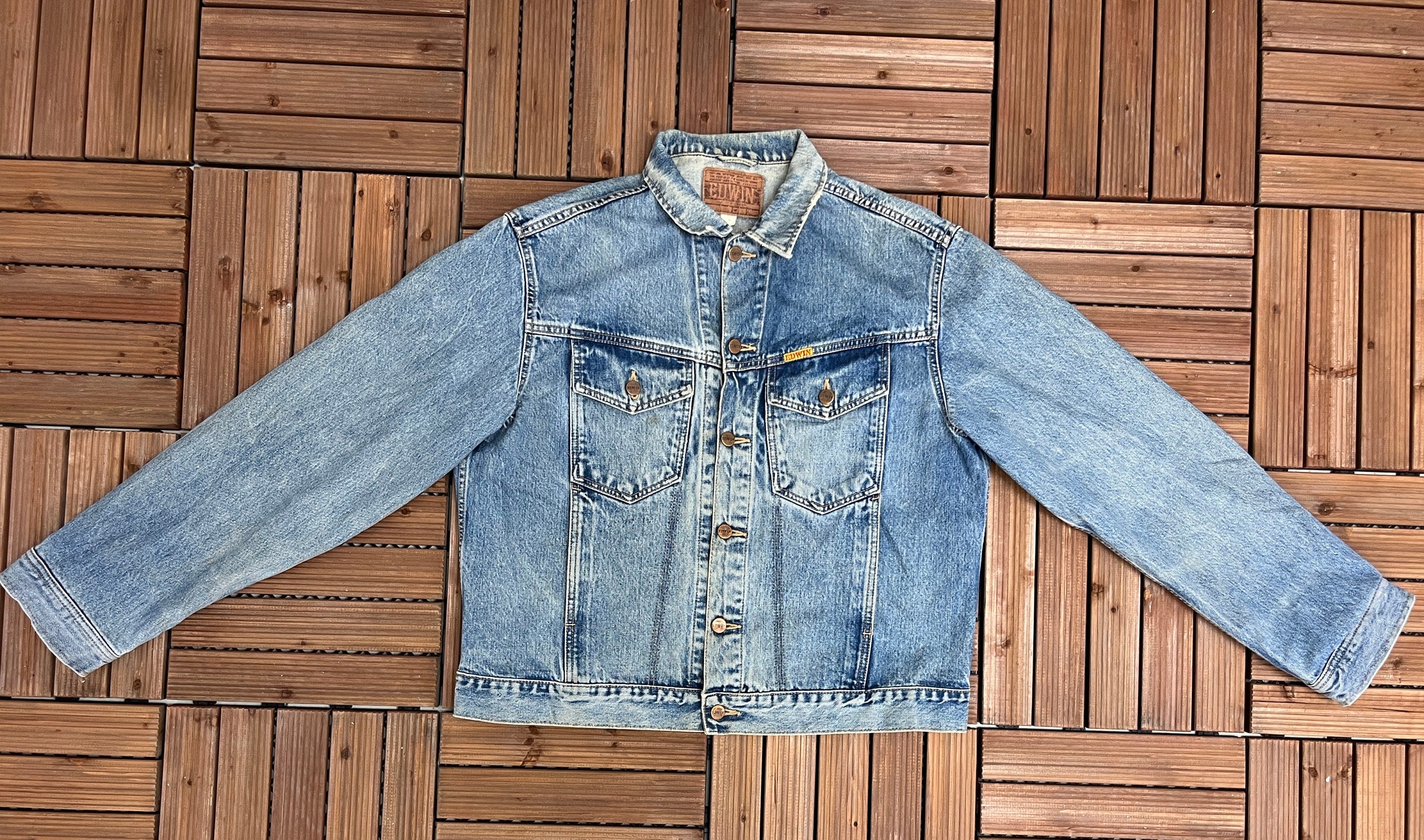 Edwin Faded Light Blue Denim Jacket | Size Large | Vintage 1990s