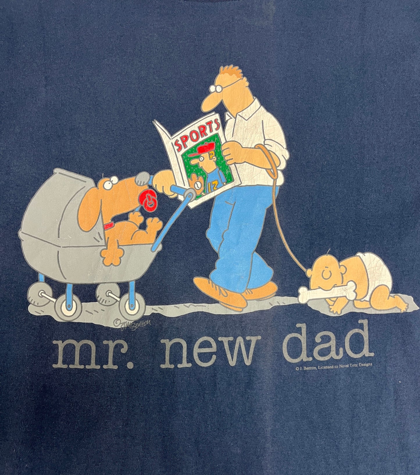 Mr. New Dad Graphic Tee | Size Medium | Vintage 2000s The Mister Promotional Cute Blue T-Shirt | Free Shipping to USA |