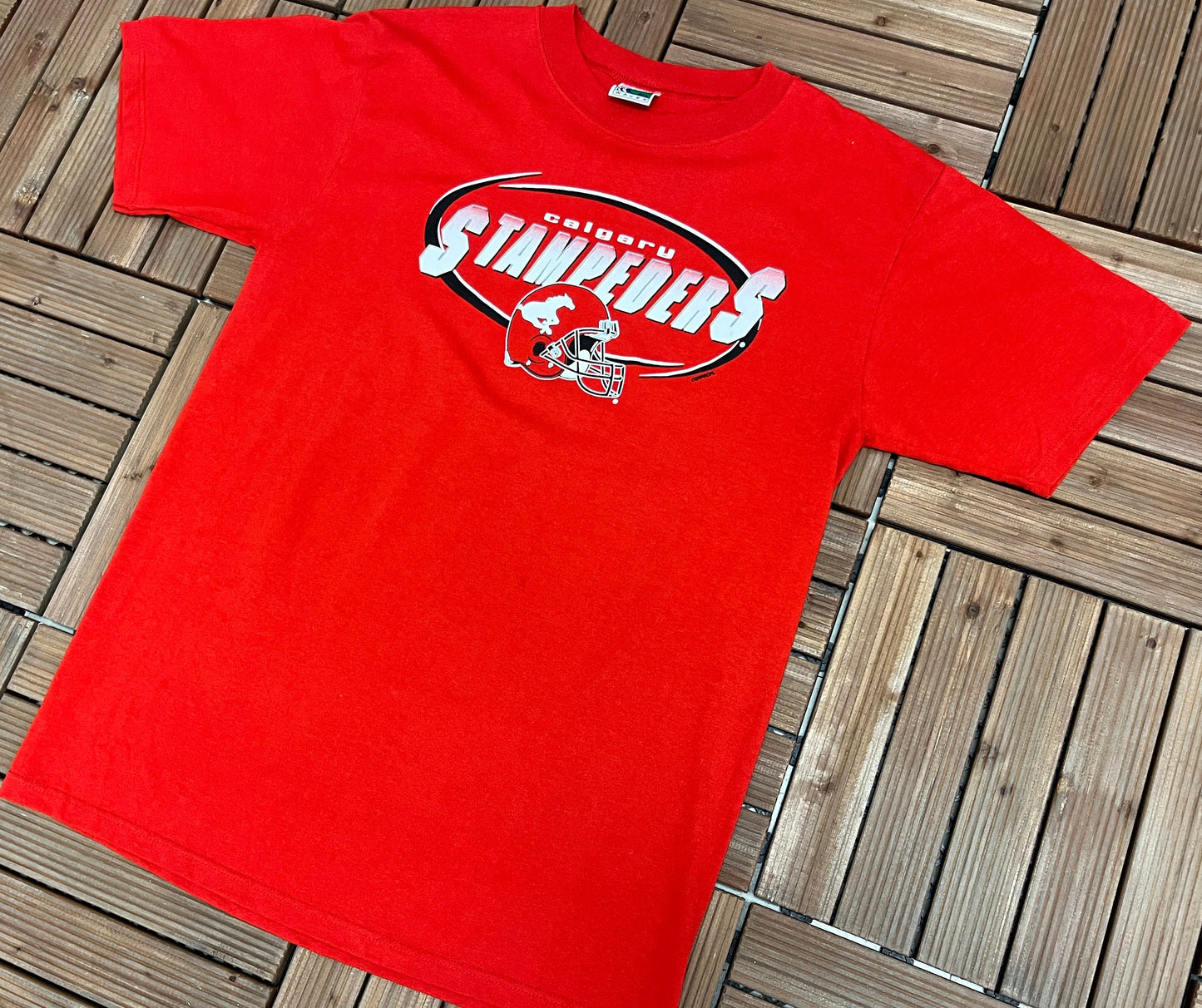 Calgary Stampeders Graphic Tee | Size Medium | Vintage 2000s CFL Football Red T-Shirt | Waves Tag | Free Shipping to USA |