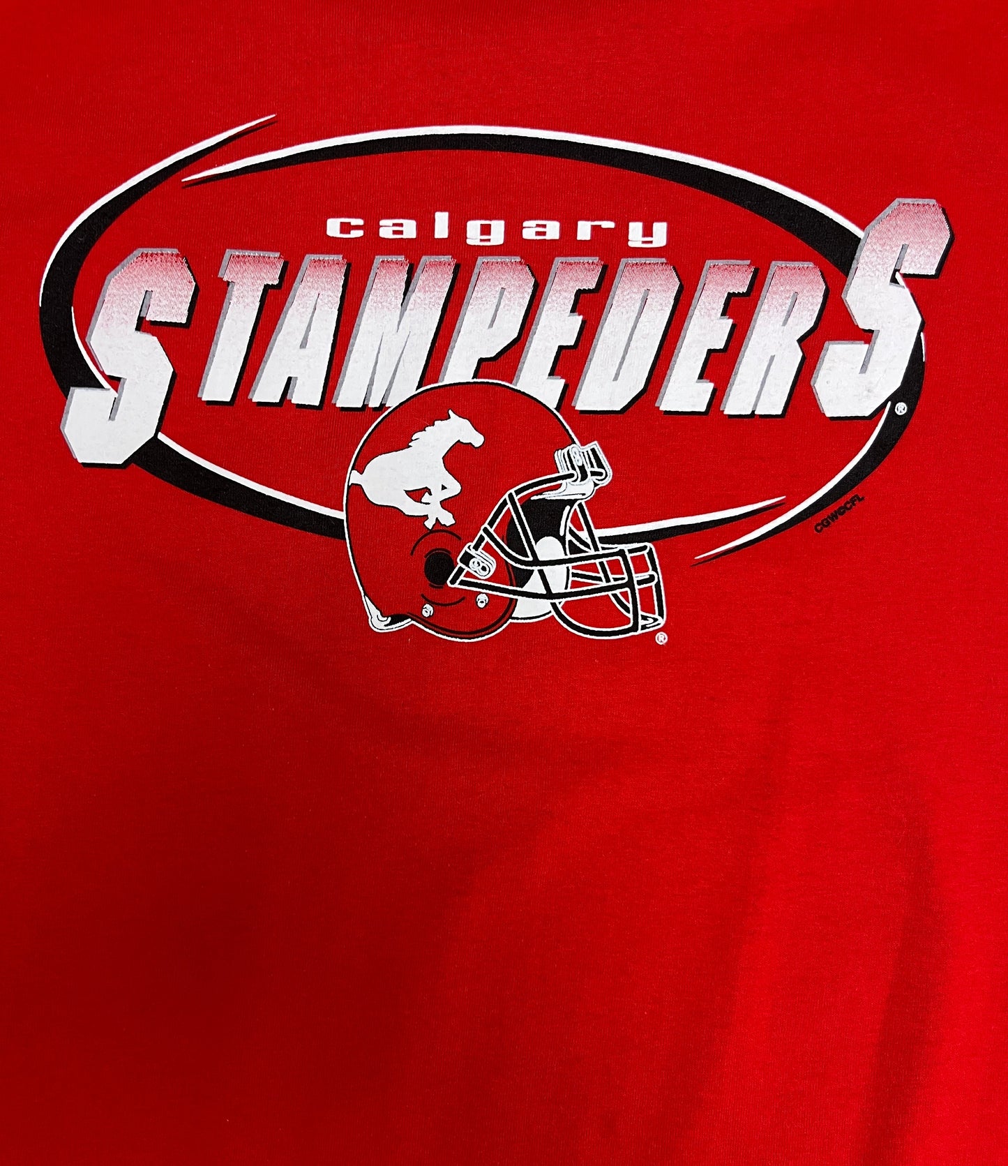 Calgary Stampeders Graphic Tee | Size Medium | Vintage 2000s CFL Football Red T-Shirt | Waves Tag | Free Shipping to USA |